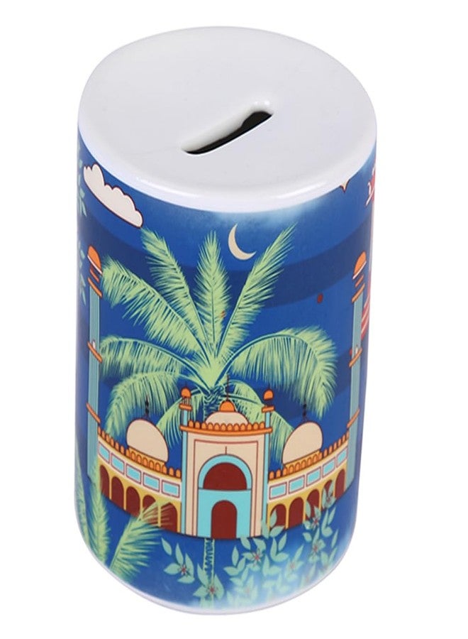 PentaDeco Navy Blue Floral Ceramic Money Box | 4-Inch Aesthetic Coin Bank | Premium Glossy Ceramic Piggy Bank for Gifting - Image 5